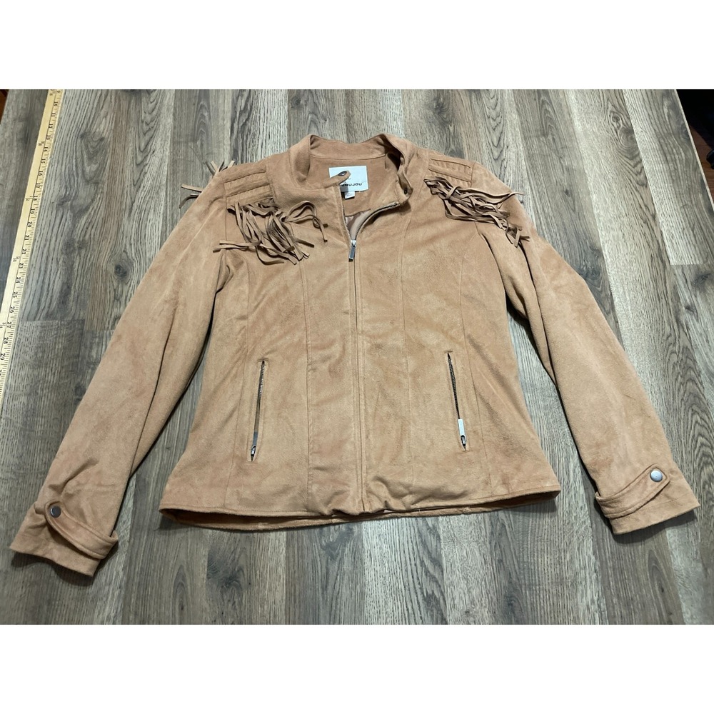 Joujou Jacket, Women's Size Medium, Brown, Western, Zip Up, Pockets, Tassle